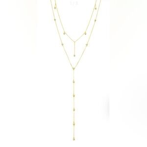 Sashi 14K gold plated lariat necklace with zirconia crystals - NWT, fine jewelry